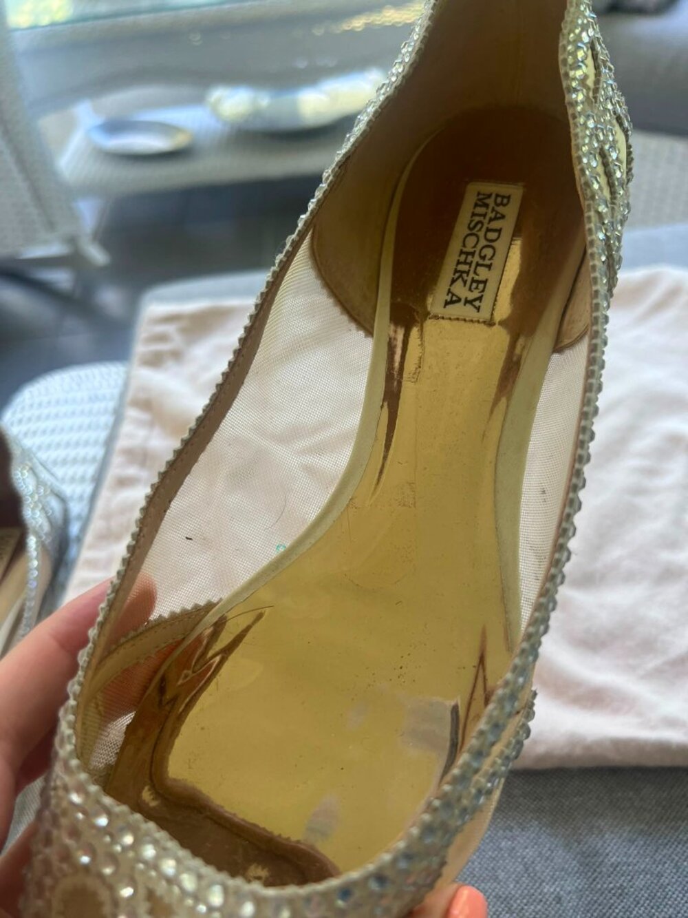 Badgley Mischka Collection Gigi Crystal Pointed Toe Flat - 10 Wide - Picture 7 of 8